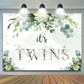 Lofaris Its Twins Green Leaves Backdrop for Baby Shower